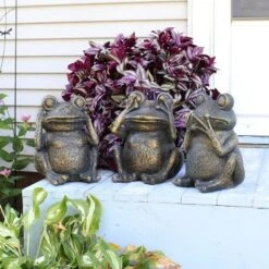 Sunnydaze Decor Sunnydaze 14" Indoor/Outdoor 3 Wise Frogs Statue Trio Set - Hear No Evil, See No Evil, Speak No Evil