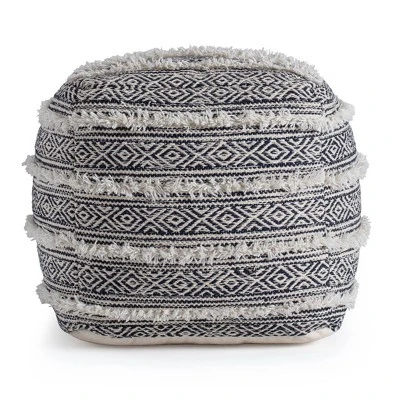 Ouray Pouf Blue/Ivory - Anji Mountain 2 Ouray Pouf Blue/Ivory - Anji Mountain - Image 2