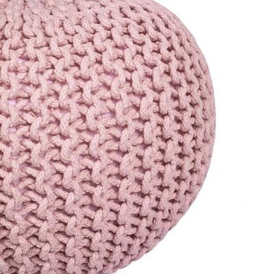 BirdRock Home Round Pouf Foot Stool Ottoman - Dusty Rose 4 BirdRock Home Round Pouf Foot Stool Ottoman - Dusty Rose - Image 4
