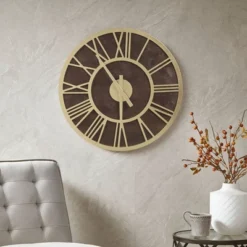 23.6" Mason Wood Wall Clock Brown/Gold - Madison Park -Home Improvement Store GUEST 3ecd0139 c6f6 4d57 a27c 6a58005c6fb8