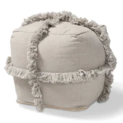 Alfro Handwoven Cotton Fringe Pouf Ottoman - Baxton Studio -Home Improvement Store GUEST 3f487c1b ca0a 4239 8f6d d676c9e634f5