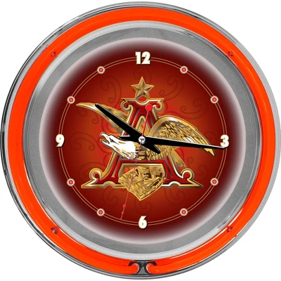 Busch Budweiser A And Eagle 14 Inch Neon Wall Clock 1 Busch Budweiser A And Eagle 14 Inch Neon Wall Clock