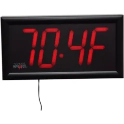 School Smart LED Wall Clock With Remote Control, 7 X 13 Inches, Red Digits