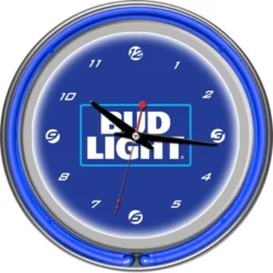 Bud Light 14" Neon Wall Clock With Block Text