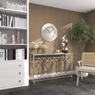 24" X 24" Round Aluminum Layered Rim Wall Clock - Olivia & May 12 24" X 24" Round Aluminum Layered Rim Wall Clock - Olivia & May - Image 12