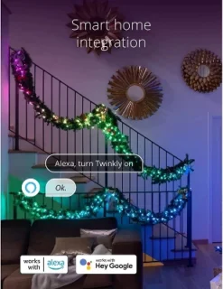 Twinkly Pre-Lit Garland App-Controlled LED Artificial Christmas Garland With 50 RGB+W (16 Million Colors + Warm White) LEDs. 9 Feet. Green Wire. -Home Improvement Store GUEST 47bf0972 459e 4e8d befb 18a2f3bd1c56