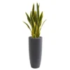Nearly Natural 3-ft Sansevieria Artificial Plant In Gray Bullet Planter