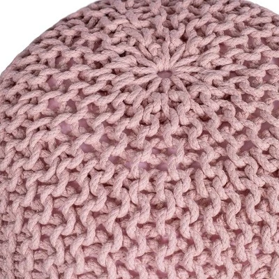 BirdRock Home Round Pouf Foot Stool Ottoman - Dusty Rose 2 BirdRock Home Round Pouf Foot Stool Ottoman - Dusty Rose - Image 2
