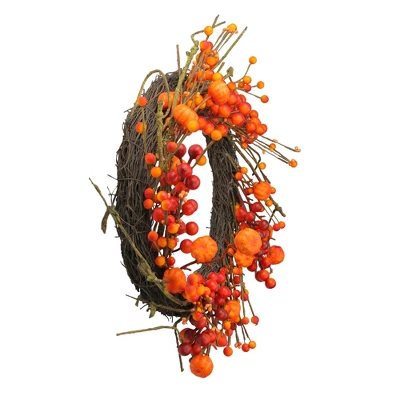 Northlight Red And Orange Fall Berry And Mini Pumpkin Artificial Thanksgiving Wreath - 20-Inch, Unlit 1 Northlight Red And Orange Fall Berry And Mini Pumpkin Artificial Thanksgiving Wreath - 20-Inch, Unlit