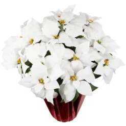 Northlight 26" White Artificial Christmas Poinsettia In Red Wrapped Base -Home Improvement Store GUEST 4e9b6292 e847 469a b800 e0c59e7063d2