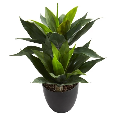 21" X 16" Artificial Agave Plant In Decorative Pot Black - Nearly Natural 1 21" X 16" Artificial Agave Plant In Decorative Pot Black - Nearly Natural