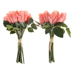 Rose Artificial Flowers - 24Pc Real Touch 11.5-Inch Fake Flower Set With Stems For Home Décor, Wedding, Or Bridal/Baby Showers By Pure Garden (Coral) -Home Improvement Store GUEST 50413a77 7b74 4806 8bbb 271a0773a035