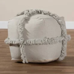 Alfro Handwoven Cotton Fringe Pouf Ottoman - Baxton Studio -Home Improvement Store GUEST 51b2b68f d638 439b 8347 f0ef1a692e79