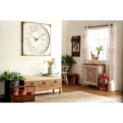 Metal Wall Clock With Distressing Gray - Olivia & May -Home Improvement Store GUEST 51b6756d 5606 4318 b423 13056c0b7eb6