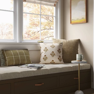 Block Print Floral Square Throw Pillow - Threshold™ 1 Block Print Floral Square Throw Pillow - Threshold™