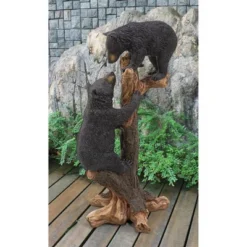 Design Toscano Climbing Cubs Black Bear Statue - Black
