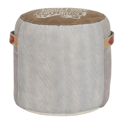 Canvas Pouf With Star Motif Brown - Olivia & May 4 Canvas Pouf With Star Motif Brown - Olivia & May - Image 4