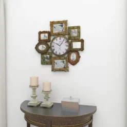 Metal 8 Photo Openings Wall Clock Green - Olivia & May 33 Metal 8 Photo Openings Wall Clock Green - Olivia & May -Home Improvement Store GUEST 5b713a49 9fa5 4d78 bf91 e9bfc17b6d77
