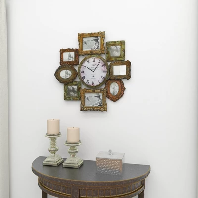Metal 8 Photo Openings Wall Clock Green - Olivia & May 14 Metal 8 Photo Openings Wall Clock Green - Olivia & May - Image 14