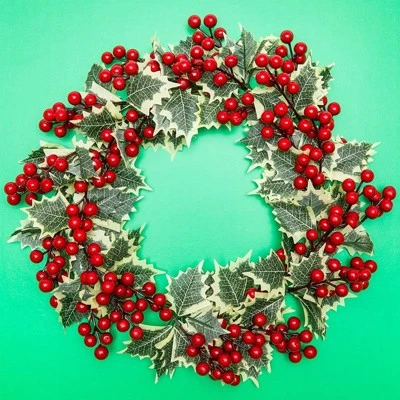 Farmlyn Creek Artificial Christmas Wreath With Holly Berries For Door Decoration (15.7 In) 2 Farmlyn Creek Artificial Christmas Wreath With Holly Berries For Door Decoration (15.7 In) - Image 2