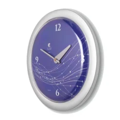14" X 1.8" Vines And Dots Shadow Purple Decorative Wall Clock Silver Frame - By Chicago Lighthouse