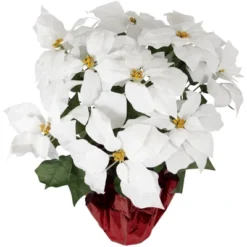 Northlight 22" White Artificial Christmas Poinsettia Flowers With Red Wrapped Base -Home Improvement Store GUEST 5c84ffa6 5e85 4e74 aa26 6d246ab6dfc7