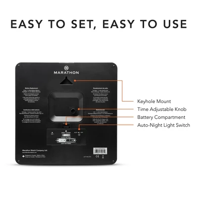 Marathon Studio Edition Jumbo 12 Inch Analog Wall Clock With Auto Night-Light - Easy To Read 7 Marathon Studio Edition Jumbo 12 Inch Analog Wall Clock With Auto Night-Light - Easy To Read - Image 7