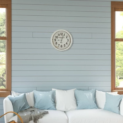 23" Round Wall Clock Distressed White - Yosemite Home Decor 2 23" Round Wall Clock Distressed White - Yosemite Home Decor - Image 2