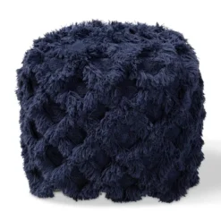 Asuka Handwoven Cotton Fringe Pouf Ottoman Navy - Baxton Studio -Home Improvement Store GUEST 6121b2b7 358c 49e3 8b41 f9976147559f