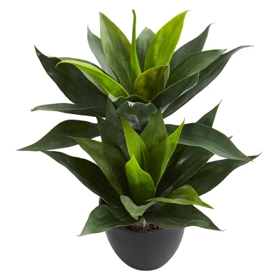 21" X 16" Artificial Agave Plant In Decorative Pot Black - Nearly Natural 2 21" X 16" Artificial Agave Plant In Decorative Pot Black - Nearly Natural - Image 2