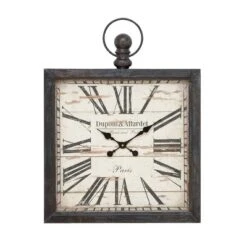 Metal Pocket Watch Style Wall Clock Brown - Olivia & May