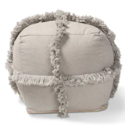 Alfro Handwoven Cotton Fringe Pouf Ottoman - Baxton Studio -Home Improvement Store GUEST 6299ce4f 89a4 4338 b023 fb7974a84c28