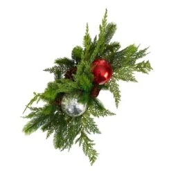 Nearly Natural 18-in Holiday Winter Cedar Pine Artificial Table Christmas Arrangement With Ornaments, Home Décor -Home Improvement Store GUEST 62d1fc73 eb9f 4c83 bca3 0bf03860dcba