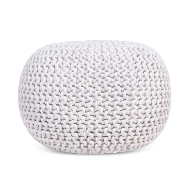 BirdRock Home Round Pouf Foot Stool Ottoman - Ivory 1 BirdRock Home Round Pouf Foot Stool Ottoman - Ivory