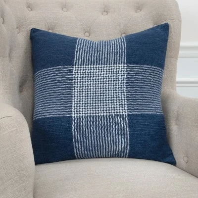 20"x20" Oversize Plaid Poly Filled Square Throw Pillow - Rizzy Home 3 20"x20" Oversize Plaid Poly Filled Square Throw Pillow - Rizzy Home - Image 3