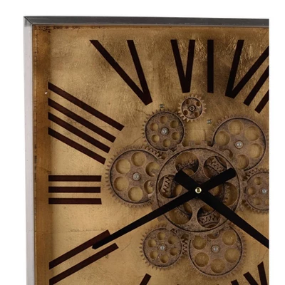 16" Altus Square Classic Face Wall Clock Gold - A&B Home 1 16" Altus Square Classic Face Wall Clock Gold - A&B Home