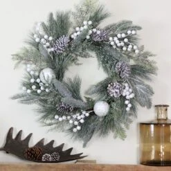 Northlight Frosted Mixed Pine And Pine Cone Artificial Christmas Wreath, 24-inch, Unlit -Home Improvement Store GUEST 69ae29b7 53ae 47e6 b3f2 942c4ad9c428