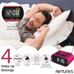 Riptunes 3-In-1 Vibrating Alarm Clock With Bed Shaker - Pink 5 Riptunes 3-In-1 Vibrating Alarm Clock With Bed Shaker - Pink -Home Improvement Store GUEST 6a0793e9 b1c5 42f9 bc18 6a3ac1ab362e