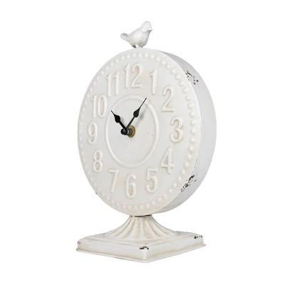 Bird Tabletop Clock White Metal - Foreside Home & Garden 3 Bird Tabletop Clock White Metal - Foreside Home & Garden - Image 3