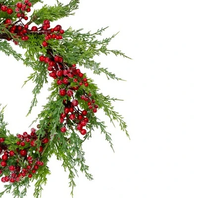 Northlight Frosted Red Berries Artificial Christmas Wreath - 26-Inch, Unlit 2 Northlight Frosted Red Berries Artificial Christmas Wreath - 26-Inch, Unlit - Image 2