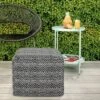 Flora Square Woven PET Polyester Pouf Gray/Black - WyndenHall