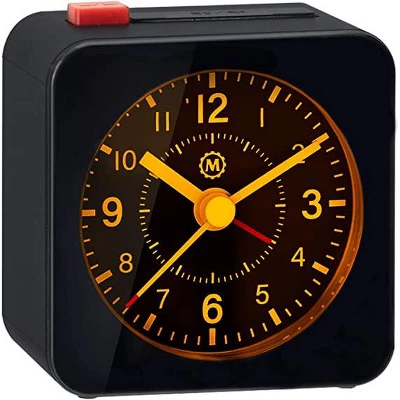 Marathon Mini Non-Ticking Analog Alarm Clock With Auto Back Light And Snooze Function 1 Marathon Mini Non-Ticking Analog Alarm Clock With Auto Back Light And Snooze Function