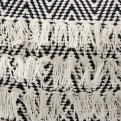 Alian Handwoven Wool Tassel Moroccan Inspired Pouf Ottoman Black/Ivory - Baxton Studio -Home Improvement Store GUEST 6ff721f9 ed5e 4223 a5d9 46d9d57a769d