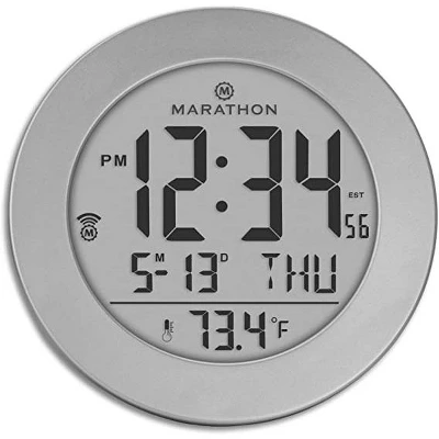 Marathon Round Atomic Alarm Clock With Push-Button Backlight, Indoor Temperature & 8 Time Zones 7 Marathon Round Atomic Alarm Clock With Push-Button Backlight, Indoor Temperature & 8 Time Zones - Image 7