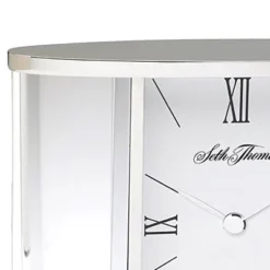 Seth Thomas Silver Glass Carriage Table Clock