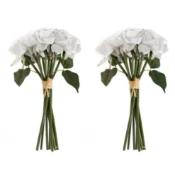 Artificial Open Rose Bundles ? 18PC Real Touch Fake 11.5-Inch Flowers With Stems For Home Décor, Wedding Or Bridal/Baby Showers By Pure Garden (White) -Home Improvement Store GUEST 770d2aac 8ab8 4966 aab7 065ec3ed2c80