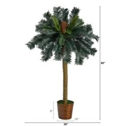 Nearly Natural 5-ft Sago Palm Artificial Tree In Basket