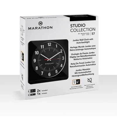 Marathon Studio Edition Jumbo 12 Inch Analog Wall Clock With Auto Night-Light - Easy To Read 10 Marathon Studio Edition Jumbo 12 Inch Analog Wall Clock With Auto Night-Light - Easy To Read - Image 10