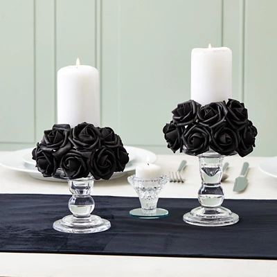 Bright Creations 200 Pack Black Roses Artificial Flowers For Decoration, Small Flower Heads For Arts And Crafts, Stemless Arrangements, 3" 3 Bright Creations 200 Pack Black Roses Artificial Flowers For Decoration, Small Flower Heads For Arts And Crafts, Stemless Arrangements, 3" - Image 3
