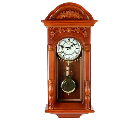 Bedford Clock Collection 27.5 Inch Oak Finish Pendulum Wall Clock 2 Bedford Clock Collection 27.5 Inch Oak Finish Pendulum Wall Clock - Image 2